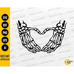 Skeleton Hand Heart Sign SVG | Bones Tattoo Decal T-Shirt Sticker Art | Cricut Silhouette Cutting File Clipart Vector Di
