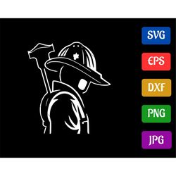 Firefighter SVG | Black and White Vector Cut file for Cricut | svg - eps - dxf - png - jpg | Cricut Explore | Silhouette