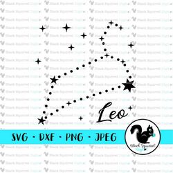 Leo Zodiac Sign Star Constellation, Outer space, Night Sky, July August Birthday SVG Clipart, Print & Cut File, Digital