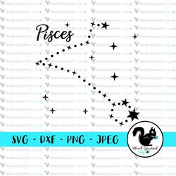 Pisces Zodiac Sign Star Constellation, Outer space, February and March Birthday SVG, Clipart, Print & Cut File, Digital