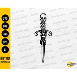 skull dagger svg | knife svg | gothic decal t-shirt tattoo vinyl graphics | cricut cut file printable clipart vector dig