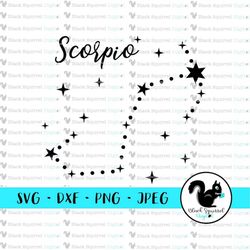 Scorpio Zodiac Sign Star Constellation, Outer space, October November Birthday SVG, Clipart, Print & Cut File, Digital D