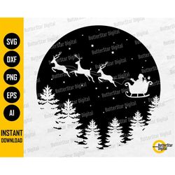 Santa Claus Sleigh SVG | Merry Christmas SVG | Santa Reindeer | Cricut Silhouette | Printable Decals Clip Art Vector Dig