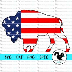 Buffalo American Flag Stars, Fourth of July, Red White Blue Party, Independence Day SVG, Clipart, Cut File, Digital Down