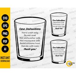 Glass Care Card SVG | Printable Tag | Maintenance Instructions Cricut Cutting File Silhouette Clipart Vector Digital Dow