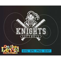 Knights Softball cutfile svg dxf png eps instant download vector school spirit distressed logo