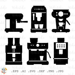 Coffee Machine Svg, Coffee Machine Silhouette, Coffee Machine Stencil Templates Dxf, Coffee Machine Cricut, Clipart Png