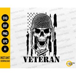 American Veteran Skull SVG | US Military | Army Soldier War Bullets USA Flag | Cutting File Printable Clipart Vector Dig