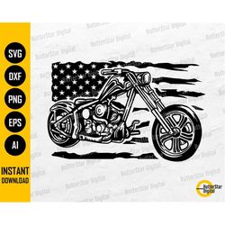 US Chopper Motorcycle SVG | American Biker Svg | USA Big Bike T-Shirt Decal Tattoo | Cricut Silhouette Clipart Vector Di