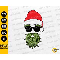 Santa Cannabis Beard SVG | Stoner Christmas SVG | Funny Holiday T-Shirt | Cricut Cut Files Printable Clip Art Vector Dig