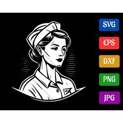 Nurse SVG | Black and White Vector Cut file for Cricut | svg - eps - dxf - png - jpg | Cricut Explore | Silhouette Cameo
