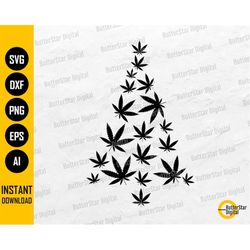 Weed Leaf Christmas Tree SVG | Stoner Holiday | Cannabis Winter Decal Decor Graphics | Cricut Cutfile Clip Art Vector Di