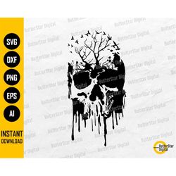 Spooky Forest Skull SVG | Dead Tree SVG | Gothic Decal T-Shirt Graphics | Cricut Cut Files Printable Clip Art Vector Dig