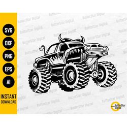 Monster Truck With Horns SVG | Off Road Beast Machine Ride Wheels Dirt Mud Dirty | Cut Files Printable Clipart Vector Di