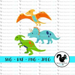 Dinosaur Bundle Birthday Pack Jurassic Tricera Pterodactyl Dino Theme, SVG, Clipart, Print and Cut File, Stencil, Silhou