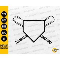 Home Plate SVG | Cross Bats SVG | Baseball Softball Shirt Sticker Decal | Cricut Cutting File Cuttable Clipart Vector Di