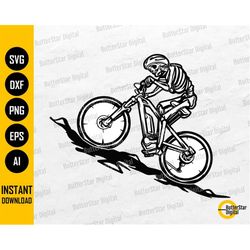 Mountain Bike Skeleton SVG | MTB Biker SVG | Uphill Biking Shirt Vinyl Sticker | Cricut Silhouette Cut Clipart Vector Di
