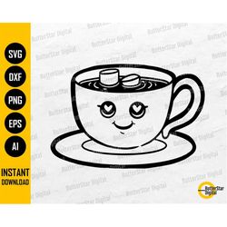 Cute Coffee Cup SVG | Hot Cocoa SVG | Marshmallows SVG | Caffeinated Svg | Cricut Cut Files Clip Art Vector Digital Down