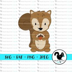 Woodland Critters, Squirrel, Acorn, Forrest Friends Birthday, nursery SVG, Clipart, Print and Cut File, Stencil, Silhoue