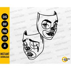 Clown Masks SVG | Smile Cry T-Shirt Vinyl Graphics | Cricut Cutting Files Silhouette Cameo Printable Clip Art Vector Dig