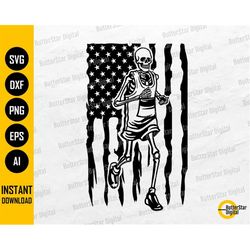 US Marathon Skeleton SVG | USA Flag Triathlon Svg | Sports T-Shirt Decals Stickers | Cricut Cut Files Clip Art Vector Di