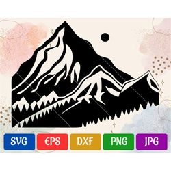 Mountains | High-Quality Vector | svg - eps - dxf - png - jpg | Cricut Explore | Silhouette Cameo