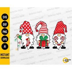 Christmas Gnomes SVG | Winter SVG | Cute Gnome With Lights Sock Gift Candy Cane | Cut File Printables Clip Art Vector Di