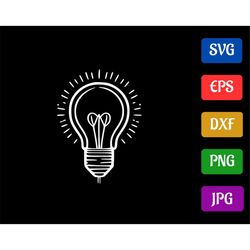 Bulb SVG | Black and White Vector Cut file for Cricut | svg - eps - dxf - png - jpg | Cricut Explore | Silhouette Cameo