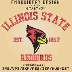 Illinois State Redbirds embroidery design, NCAA Logo Embroidery Files, NCAA Redbirds, Machine Embroidery Pattern
