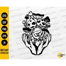 Mushroom Frog SVG | Cute Psychedelic Decal T-Shirt Vinyl Stencil | Cricut Cut File Silhouette Clipart Vector Digital Dow