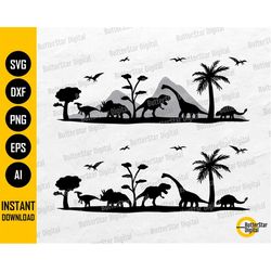 Dinosaur Scene SVG | Dinosaur SVG | Dino Jurassic Prehistoric Animals | Cricut Silhouette Cutting File Clipart Vector Di