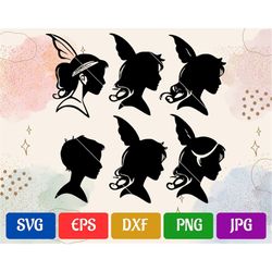 Fairies | svg - eps - dxf - png - jpg | Silhouette Cameo | Cricut Explore | Black and White Vector Cut file for Cricut