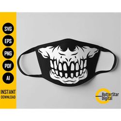 Big Skull Teeth Face Mask SVG | Skeleton Mouth Facemask | Bones Mask | Cricut Cutting File | Clipart Vector Digital Down