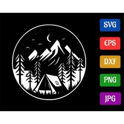Camp SVG | Black and White Vector Cut file for Cricut | svg - eps - dxf - png - jpg | Cricut Explore | Silhouette Cameo