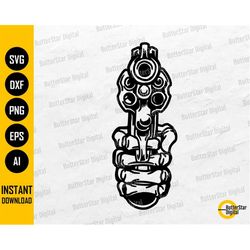 Skeleton Hand Holding Pistol SVG | Revolver SVG | Six Shooter SVG | Cricut Silhouette Cameo Printable Clipart Vector Dig