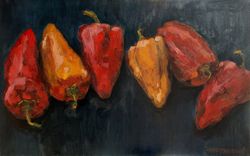 oil painting on canvas "peppers"