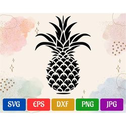 Pineapple | svg - eps - dxf - png - jpg | Silhouette Cameo | Cricut Explore | Black and White Vector Cut file for Cricut