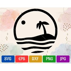 Beach | svg - eps - dxf - png - jpg | Black and White Vector | Silhouette Cameo | Cricut Explore