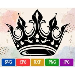 Crown SVG | Black and White Vector Cut file for Cricut | svg - eps - dxf - png - jpg | Cricut Explore | Silhouette Cameo