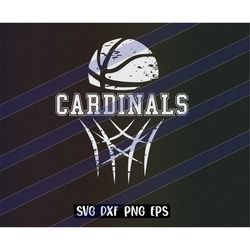 Cardinals Basketball cutfile download svg dxf png eps School spirit Distressed logo