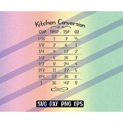 Kitchen Conversion Chart svg dxf png eps Instant Download Cricut cutfile vector