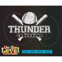 Thunder Baseball cutfile svg dxf png eps instant download vector school spirit distressed logo
