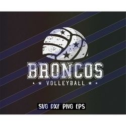 Broncos Volleyball cutfile download svg dxf png eps School spirit, distressed, solid, grunge