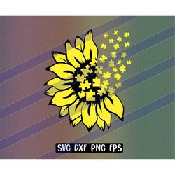 Autism svg dxf png eps download vector Cricut sunflower
