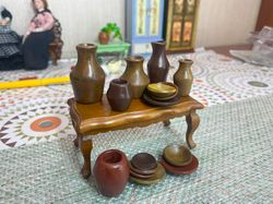 Dishes for dolls. A set of earthenware. 1:12. Pitchers.Dollhouse. Dishes for dolls.