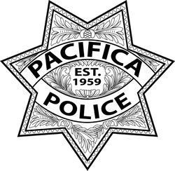 PACIFICA POLICE BADGE VECTOR FILE Black white vector outline or line art file