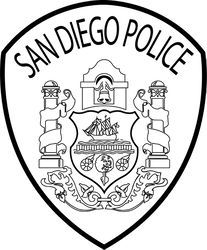 San Diego Police Patch vector file Black white vector outline or line art file