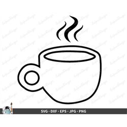 Hand Drawn Coffee SVG  Clip Art Cut File Silhouette dxf eps png jpg  Instant Digital Download