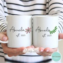 abuela, abuelo mug set 2 - pregnancy announcement, new grandma gift, new grandpa gift, grandma and grandpa mug set, new