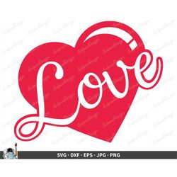 Love Heart Script SVG  Clip Art Cut File Silhouette dxf eps png jpg  Instant Digital Download
